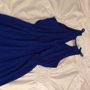 Floor length blue dress